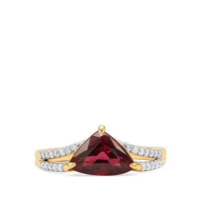 Malawi Garnet Ring with Diamonds in 18K Gold 2.89cts