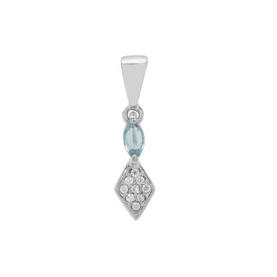Swiss Blue Topaz Pendant with White Zircon in Sterling Silver 0.25ct