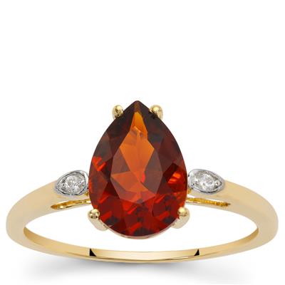 Madeira Citrine Ring with White Zircon in 9K Gold 1.65cts