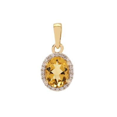 Heliodor Pendant with White Zircon in 9K Gold 1.65cts