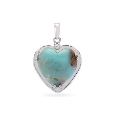 Aquaprase™ & White Zircon Aphrodite Heart Amulet in Sterling Silver ATGW 14cts
