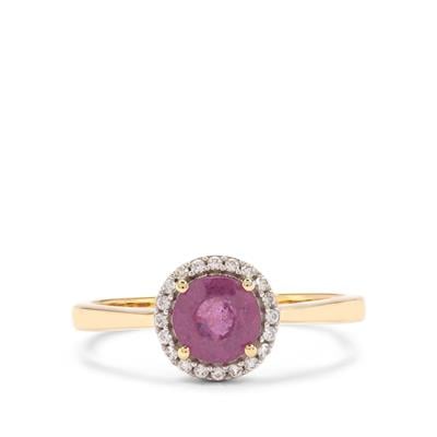 Ilakaka Hot Pink Sapphire Ring with White Zircon in 9K Gold 1.30cts