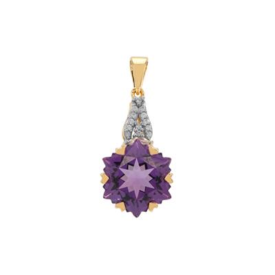 Wobito Snowflake Cut Bahia Amethyst Pendant with White Zircon in 9K Gold 7.65cts