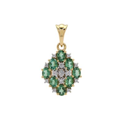Indicolite Pendant with White Zircon in 9K Gold 1.55cts