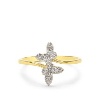 Diamond Ring in Gold Plated Sterling Silver