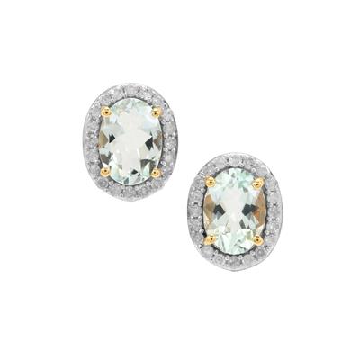 Aquaiba™ Beryl Earrings with Diamond in 9K Gold 1.55cts