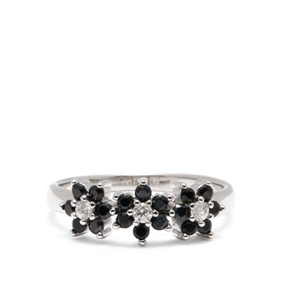 Black Spinel Ring with White Topaz in Sterling Silver 0.70cts
