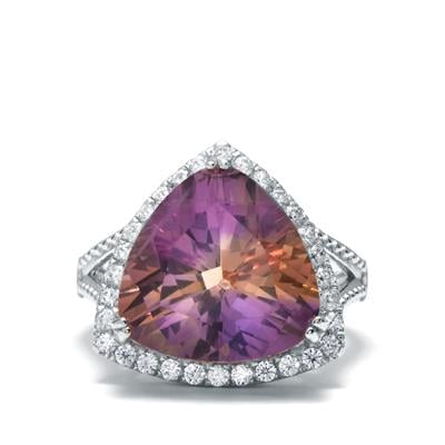 Anahi Ametrine Ring with White Zircon in Sterling Silver 9.36cts