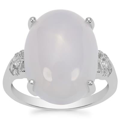 Turkish Chalcedony Ring with White Zircon in Sterling Silver 12cts