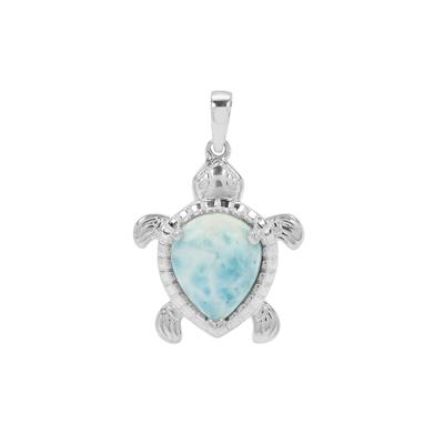Larimar Turtle Pendant in Sterling Silver 3.25cts