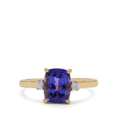 AAA Tanzanite Ring with Diamond in 18K Gold 2.50cts