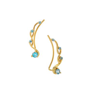 Swiss Blue Topaz EarVines in Gold Plated Sterling Silver 0.90cts