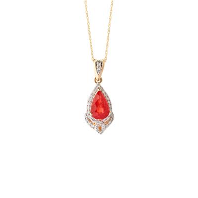 Vivid Orange Sapphire Necklace with Diamond in 18k Gold 2.45cts