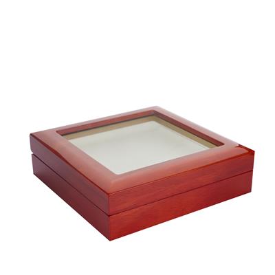 Brown With Window Wooden Jewellery Box For 50 Rings 