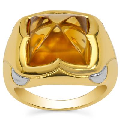 Diamantina Citrine Ring in Two Tone Gold Plated Sterling Silver 8.45cts