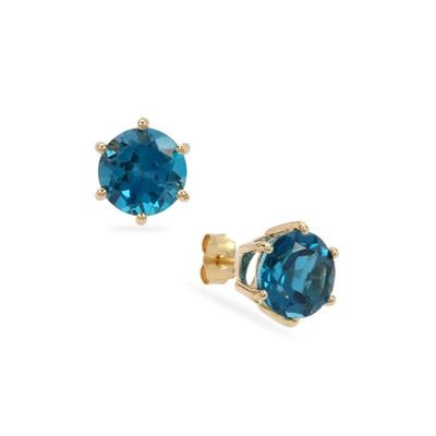 London Blue Topaz Earrings in 9K Gold 4.85cts