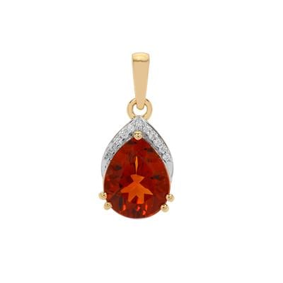 Madeira Citrine Pendant with White Zircon 9K Gold 2.80cts