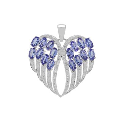 AA Tanzanite Pendant with White Zircon in Sterling Silver 4.30cts