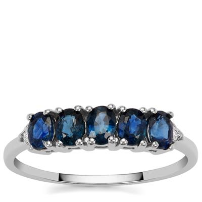 Australian Blue Sapphire Ring with Diamond in Platinum 950 1.14cts