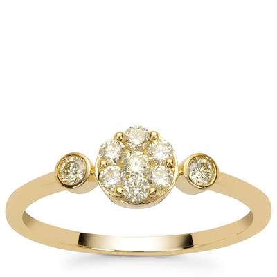 Natural Yellow Diamonds Ring in 9K Gold 0.34ct