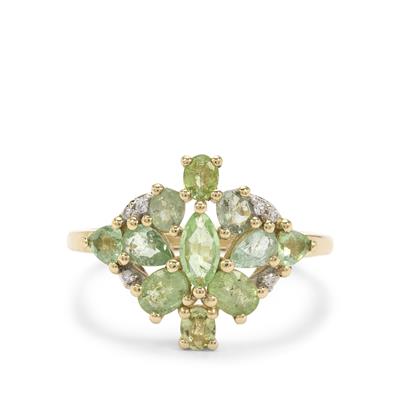 Paraiba Tourmaline Ring with White Zircon in 9K Gold 1.25cts