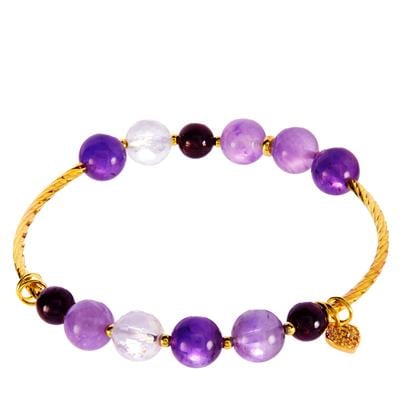 43cts Multi Gemstone Stretchable Bracelet in Gold Tone Sterling Silver