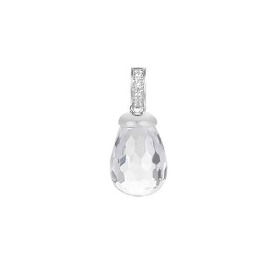Optic Quartz Pendant with White Zircon in Sterling Silver 17cts