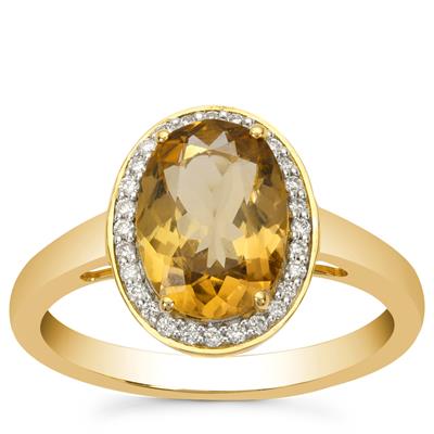 Axinite Ring with Diamonds in 18K Gold 2.19cts