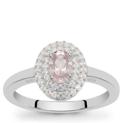 Idar Pink Morganite Ring with White Zircon in Sterling Silver 0.70ct