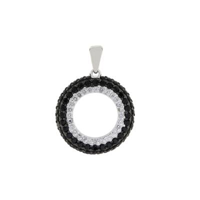 Black Spinel Pendant with White Topaz in Sterling Silver 0.65cts 