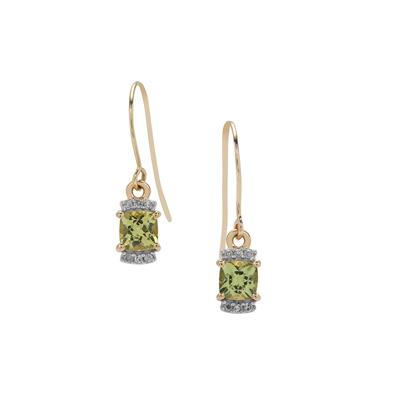 Mansanite™ Earrings with Diamond in 9K Gold 0.75ct