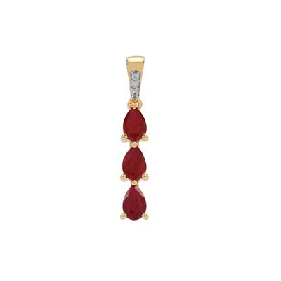 Longido Ruby Pendant with White Zircon in 9K Gold 1.35cts