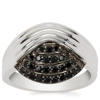 Black Spinel Ring in Sterling Silver 0.36cts
