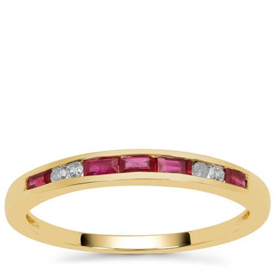 Burmese Ruby Ring with Diamond in 9K Gold 0.40ct