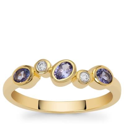 AA Tanzanite Ring with White Zircon in 9K Gold 0.55ct