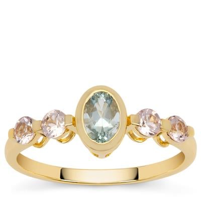 Santa Maria Aquamarine Ring with Idar Pink Morganite in 9K Gold 0.80cts