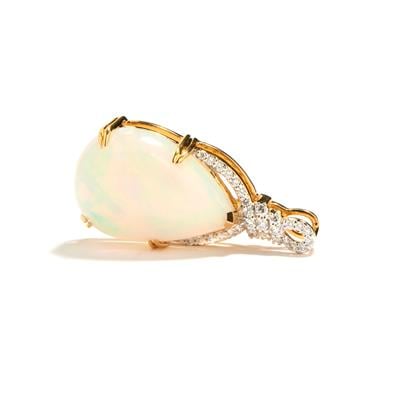 Ethiopian Opal Pendant with Diamonds in 18K Gold 9.32cts