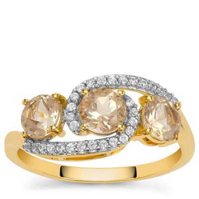 Oregon Sunstone Ring with White Zircon in 9K Gold 1.65cts