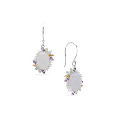 Aqua Chalcedony Earrings with Multi-Gemstone in Sterling Silver 13.60cts