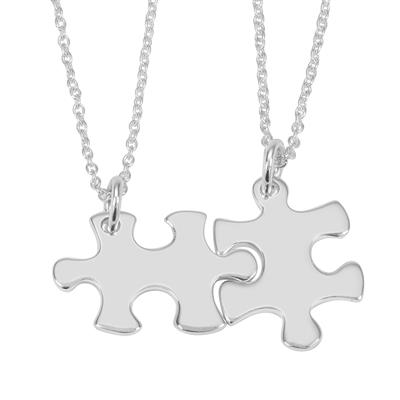 Set of 2 Sterling Silver ‘Jigsaw Puzzle’ Necklaces