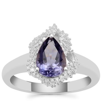 Bengal Iolite Ring with White Zircon in Sterling Silver 1.36cts