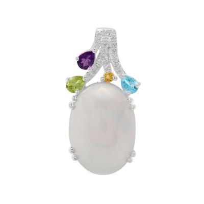 Aqua Chalcedony Pendant with Multi-Gemstone in Sterling Silver 12.45cts