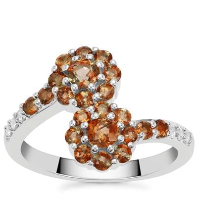 Gouveia Andalusite Ring with White Zircon in Sterling Silver 1.20cts