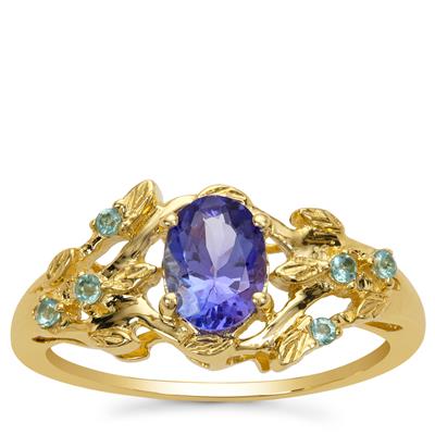 AA Tanzanite Ring with Indicolite in 9K Gold 0.90cts
