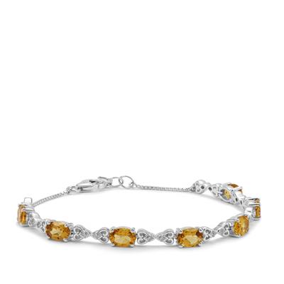 Xia Heliodor Bracelet with White Zircon in Sterling Silver 5.05cts