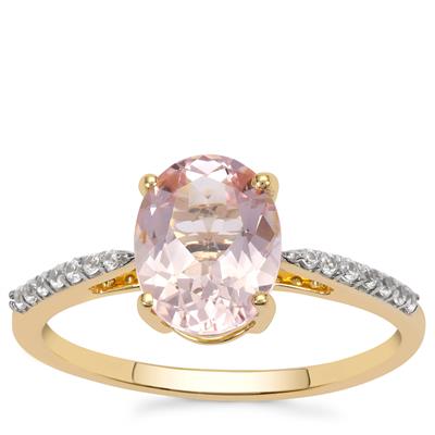 Idar Pink Morganite Ring with White Zircon in 9K Gold 1.75cts