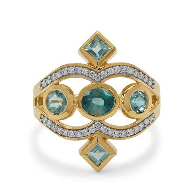 Grandidierite Ring with Diamonds in 18k Gold 1.65cts