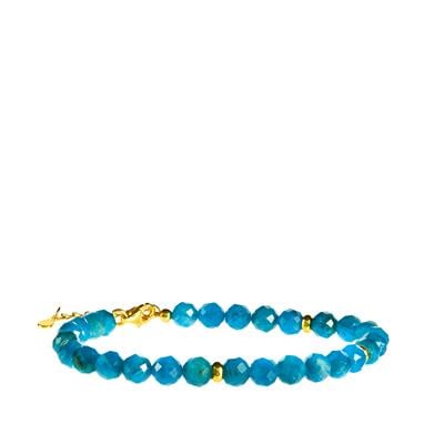 Vivid Blue Apatite Bracelet in Gold Tone Sterling Silver 35cts