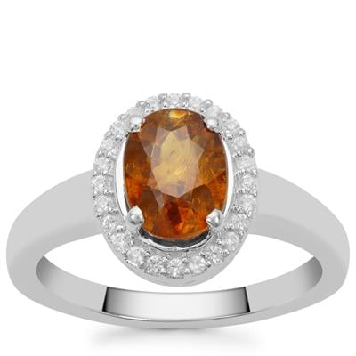 Ambilobe Sphene Ring with White Zircon in Sterling Silver 1.65cts