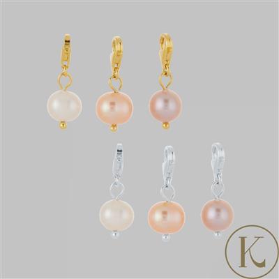 Kimbie Home Pearl Charm Collectionof 3  (Lavender, Papaya & White) - Available in 925 Sterling Silver & Gold Plated  925 Sterling Silver